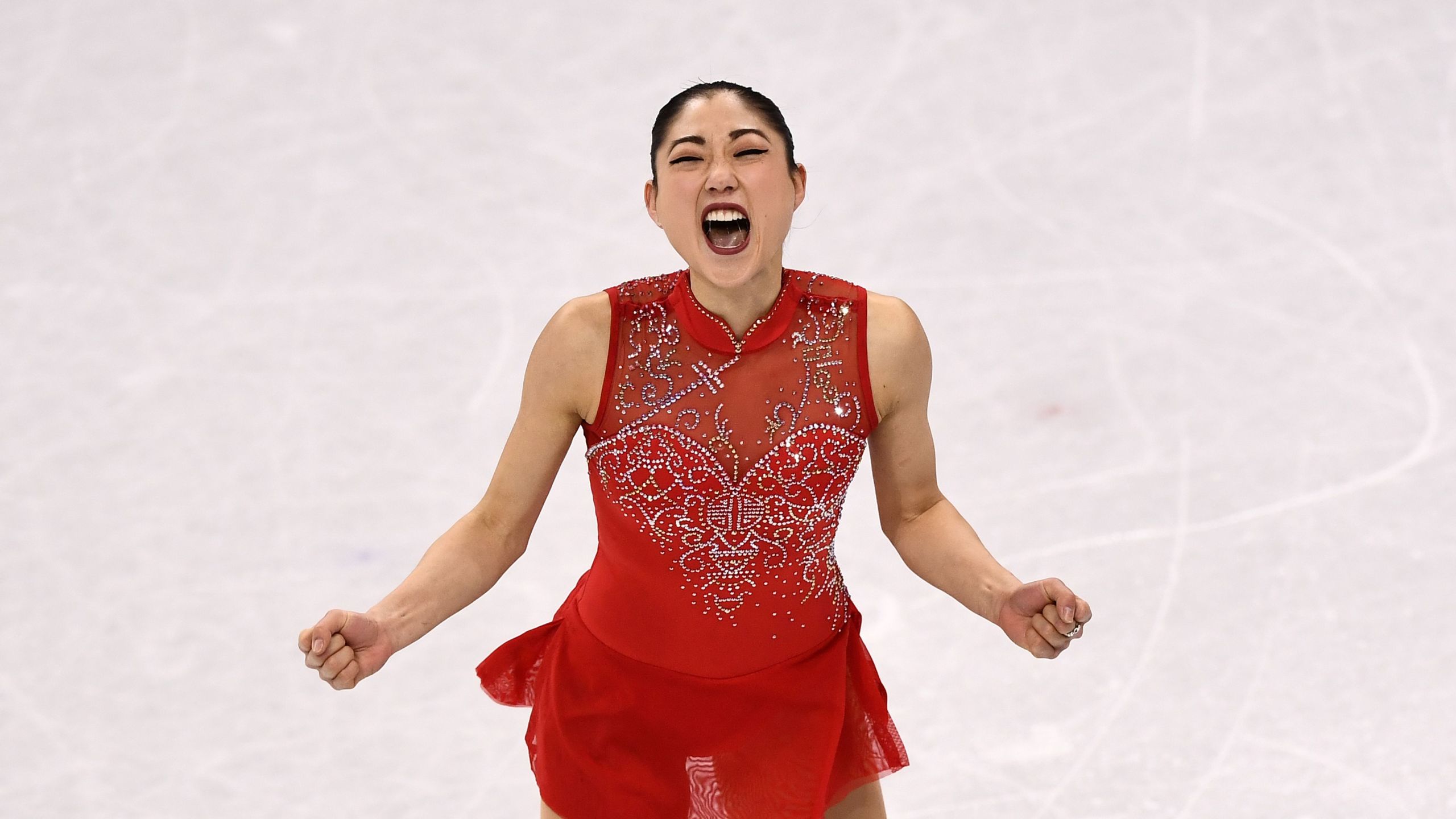 USA's Mirai Nagasu competes in the figure skating team event women's single skating free skating during the Pyeongchang 2018 Winter Olympic Games at the Gangneung Ice Arena in Gangneung on February 12, 2018. (Credit: ARIS MESSINIS/AFP/Getty Images)