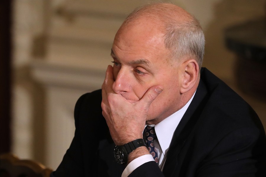 White House Chief of Staff John Kelly during a meeting where President Donald Trump unveiled his administration's long-awaited infrastructure plan in the State Dining Room at the White House on Feb. 12, 2018. (Credit: Chip Somodevilla / Getty Images)