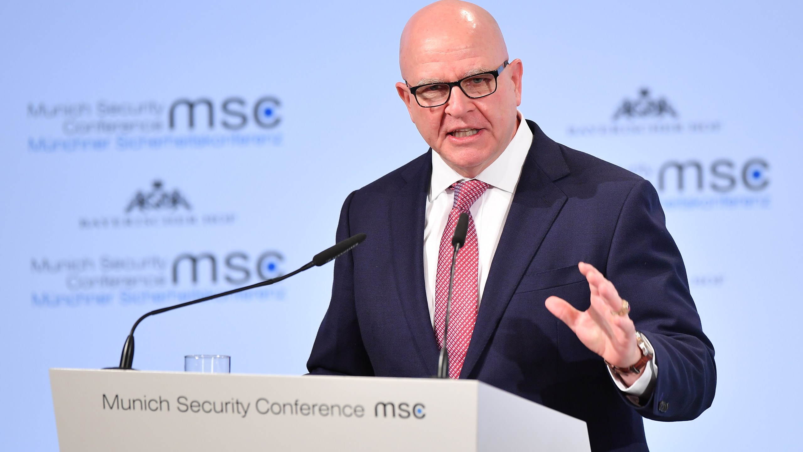 H.R. McMaster, Lieutenant General, National Security Advisor to Donald Trump delivers a speech at the 2018 Munich Security Conference on Feb. 17, 2018. (Credit: Sebastian Widmann/Getty Images)