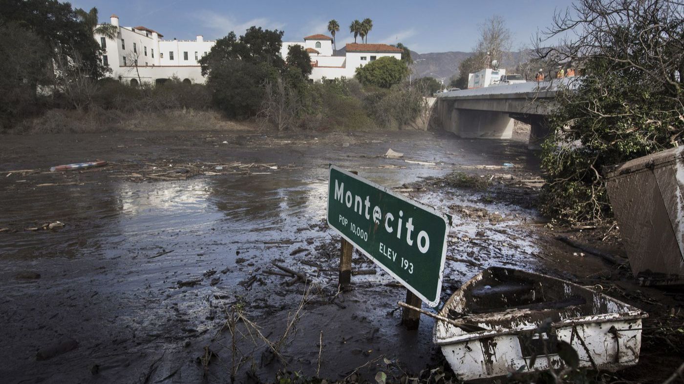 A Montecito city sign along the 101 Freeway is shown in this undated photo. (Credit: Katie Falkenberg / Los Angeles Times)