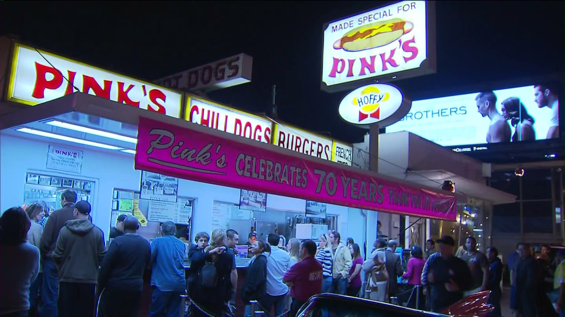 Pink's Hot Dogs is seen in this file photo. (Credit: KTLA)