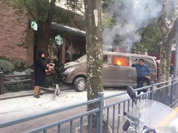 A van plows into crowd in Shanghai on Feb. 2, 2018. (Credit: People's Republic of China Municipality via CNN)