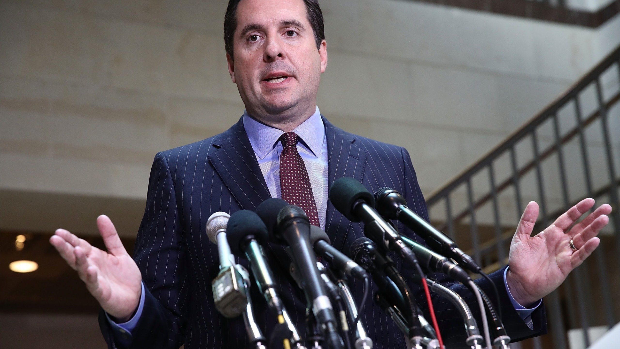 Rep. Devin Nunes speaks to reporters in this undated photo. (Credit: Win McNamee/Getty Images via CNN)