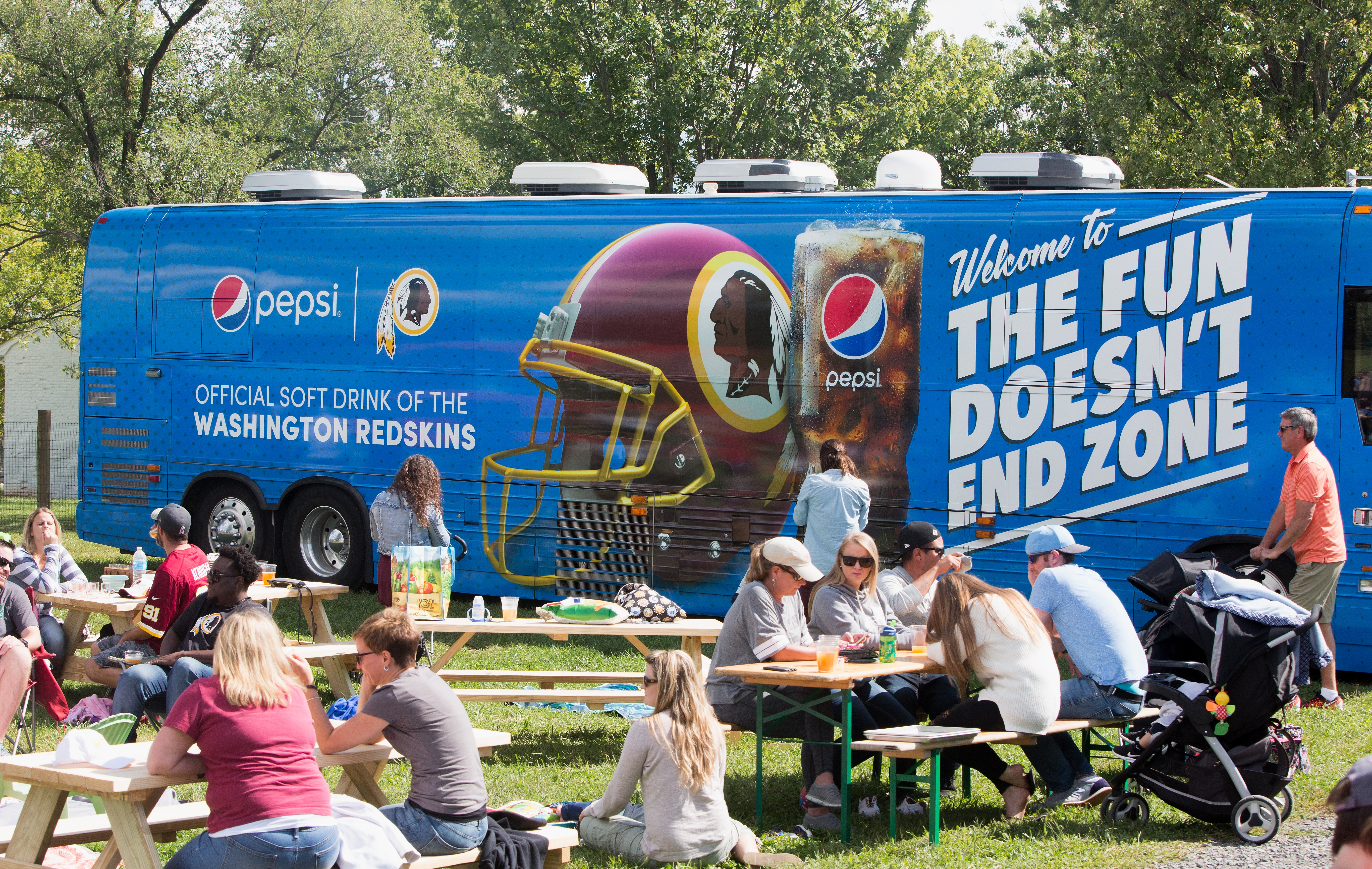 Guests attend Pepsi and Washington Redskins pep rally at Vanish Brewery on Sept. 9, 2017 in Leesburg, Virginia. (Credit: Tasos Katopodis/Getty Images for Pepsi)