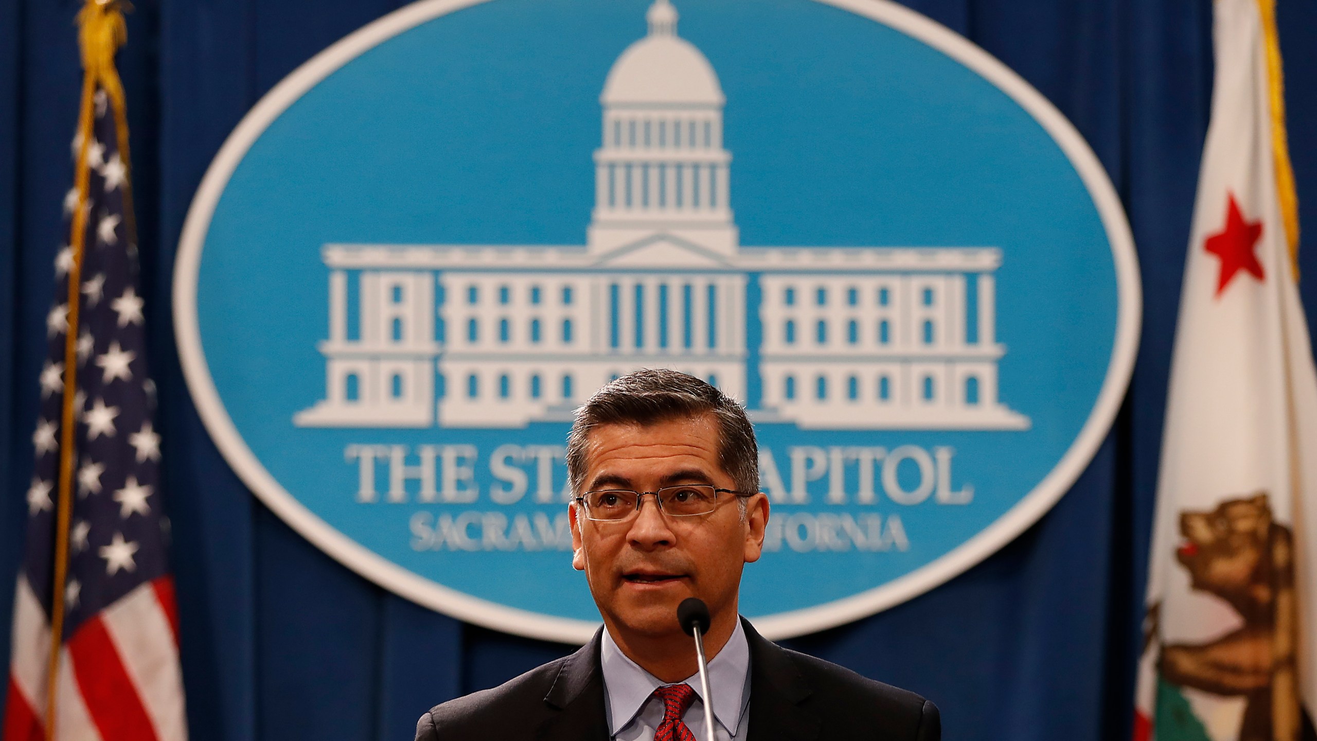 California Attorney General Xavier Becerra speaks during a press conference at the California State Capitol on March 7, 2018. (Credit: Stephen Lam/Getty Images)