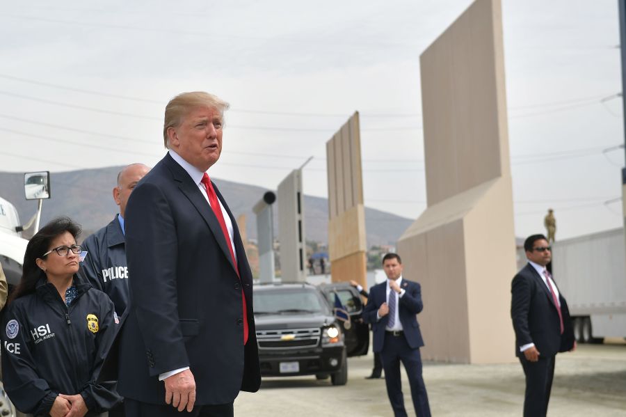 President Donald Trump inspects border wall prototypes in Otay Mesa on March 13, 2018. (Credit: Mandel Ngan / AFP / Getty Images)