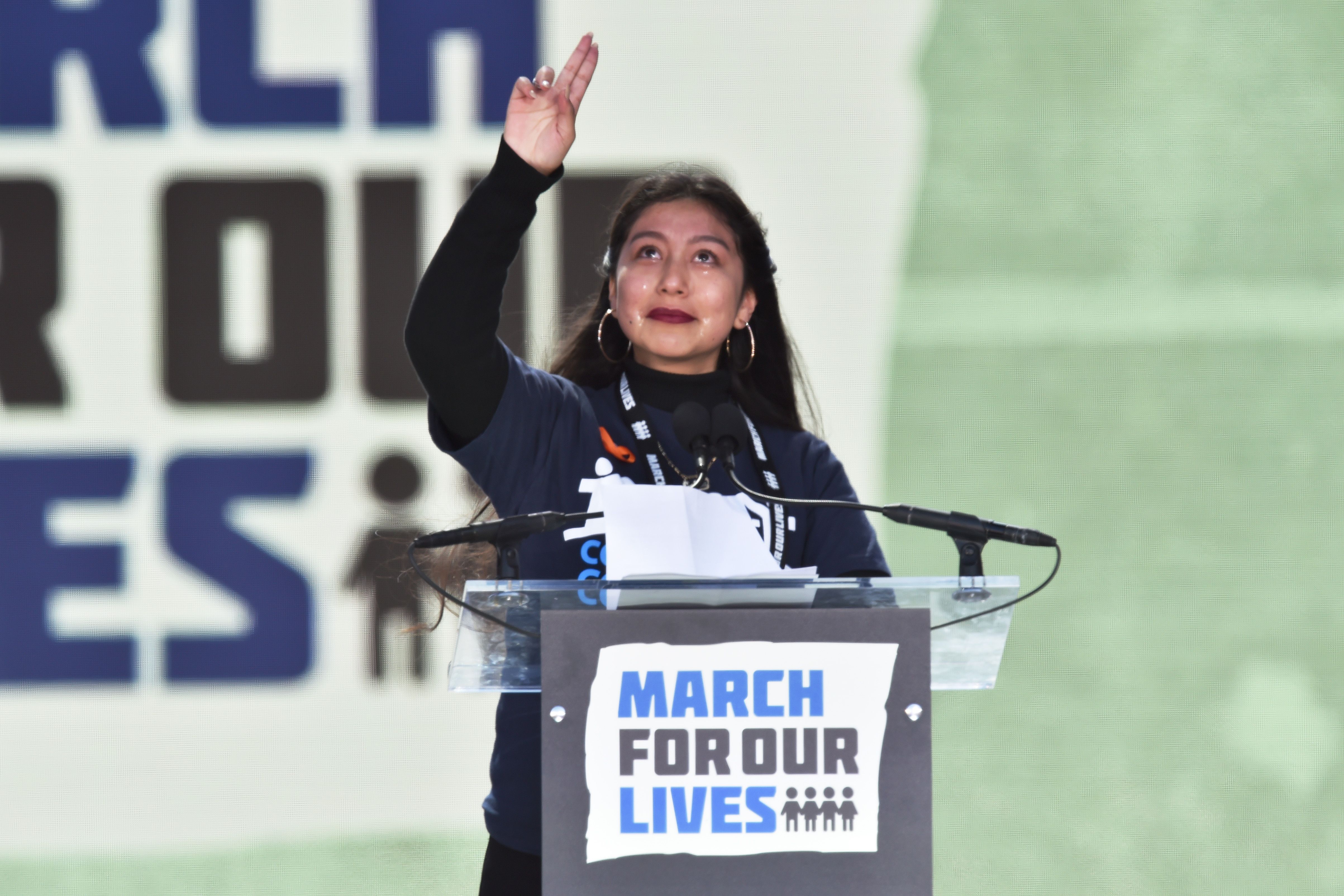 South L.A. student Edna Chavez speaks at the March for Our Lives rally in Washington, D.C. on March 24, 2018. (Credit: Nicholas Kamm/AFP/Getty Images)