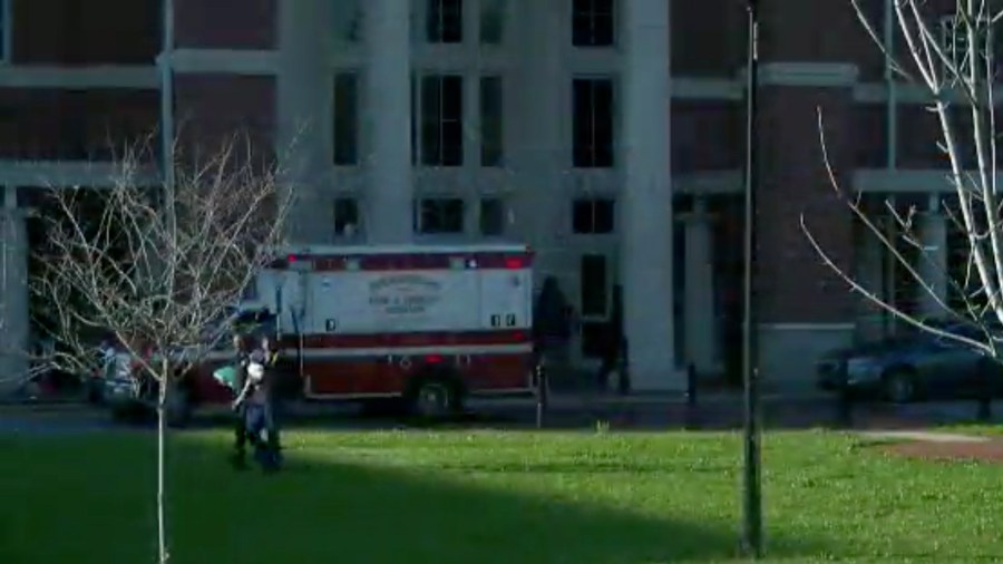 Authorities respond to a high school in Birmingham, Alabama, after a shooting on campus on March 7, 2018. (Credit: WBRC via CNN)