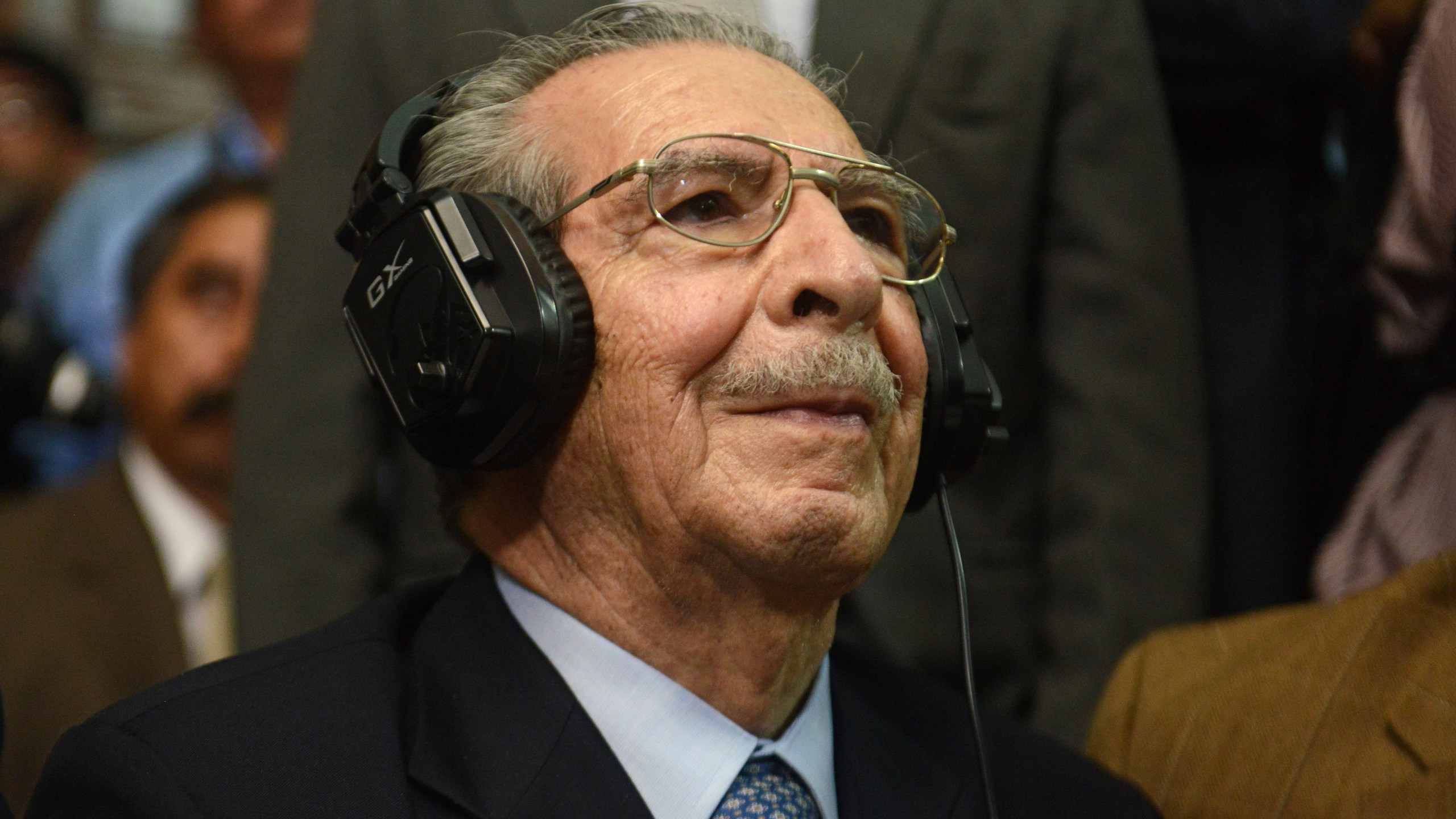 Former Guatemalan President and retired General Jose Efrain Rios Montt listens to his sentence during the trial against him on charges of genocide committed during his regime on May 10, 2013. (Credit: Johan Ordonez/AFP/Getty Images)