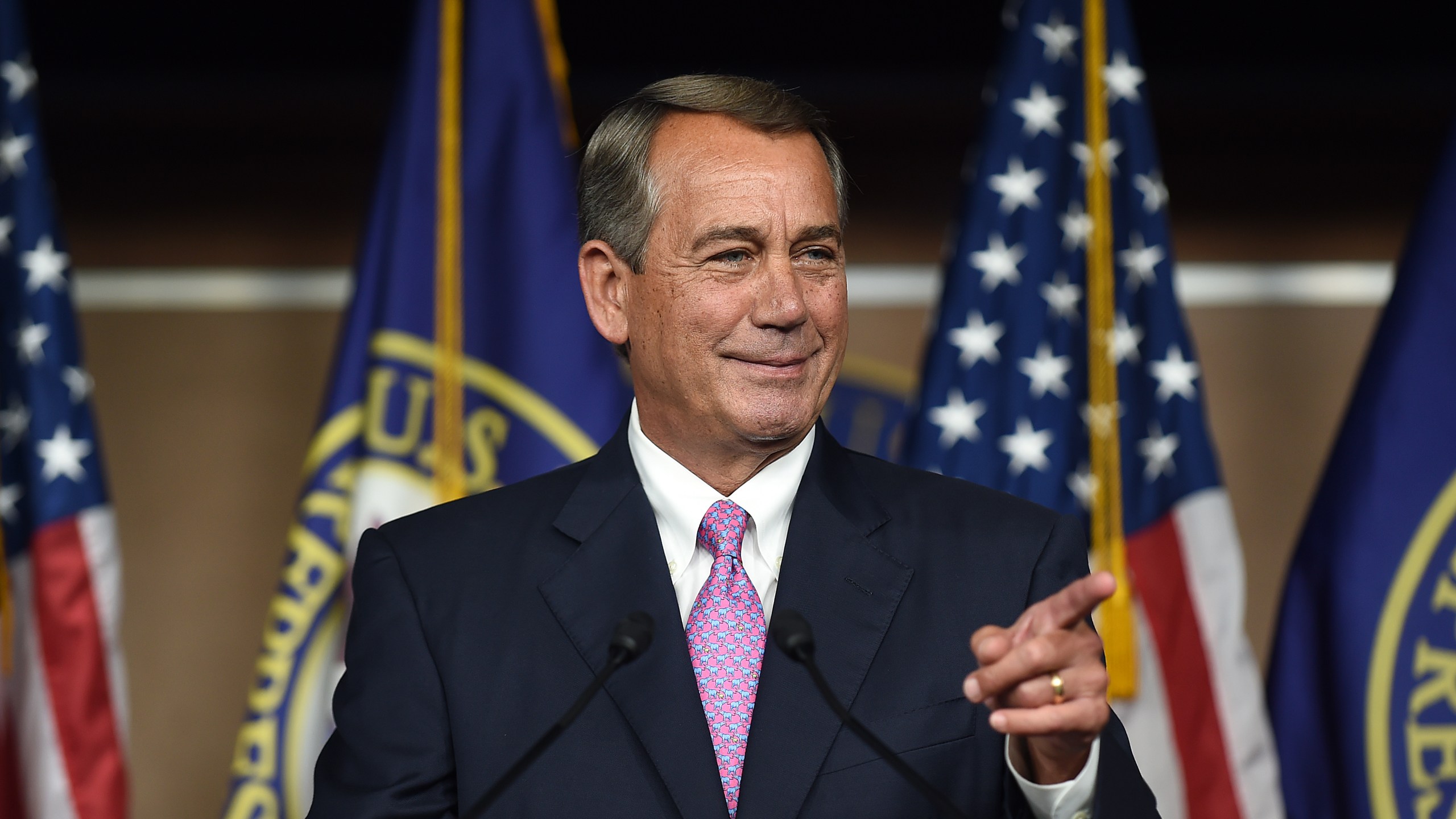 House Speaker John Boehner holds a news conference on Capitol Hill in Washington, DC, July 29, 2015. (Credit: Astrid Riecken / Getty Images)