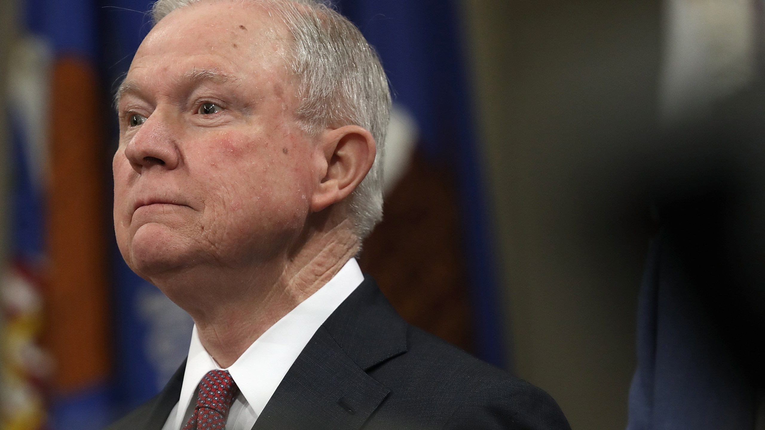 U.S. Attorney General Jeff Sessions speaks at an event at the Justice Department marking the 50th anniversary of the Fair Housing Act April 12, 2018, in Washington, D.C. (Credit: Win McNamee/Getty Images)