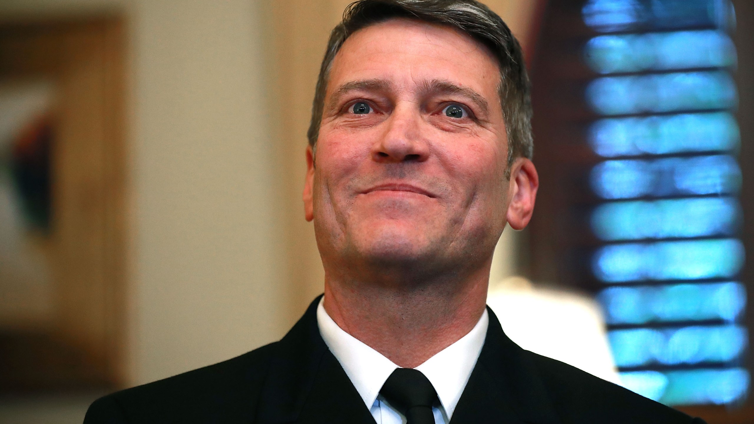 Physician to the President U.S. Navy Rear Admiral Ronny Jackson meets with Senate Veterans Affairs Committee Chairman Johnny Isakson (R-GA) in his office in the Russell Senate Office Building on April 16, 2018. (Credit: Chip Somodevilla/Getty Images)