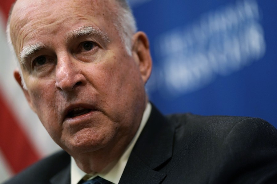 Gov. Jerry Brown speaks during an event at the National Press Club in Washington, DC, on April 17, 2018. (Credit: Alex Wong / Getty Images)