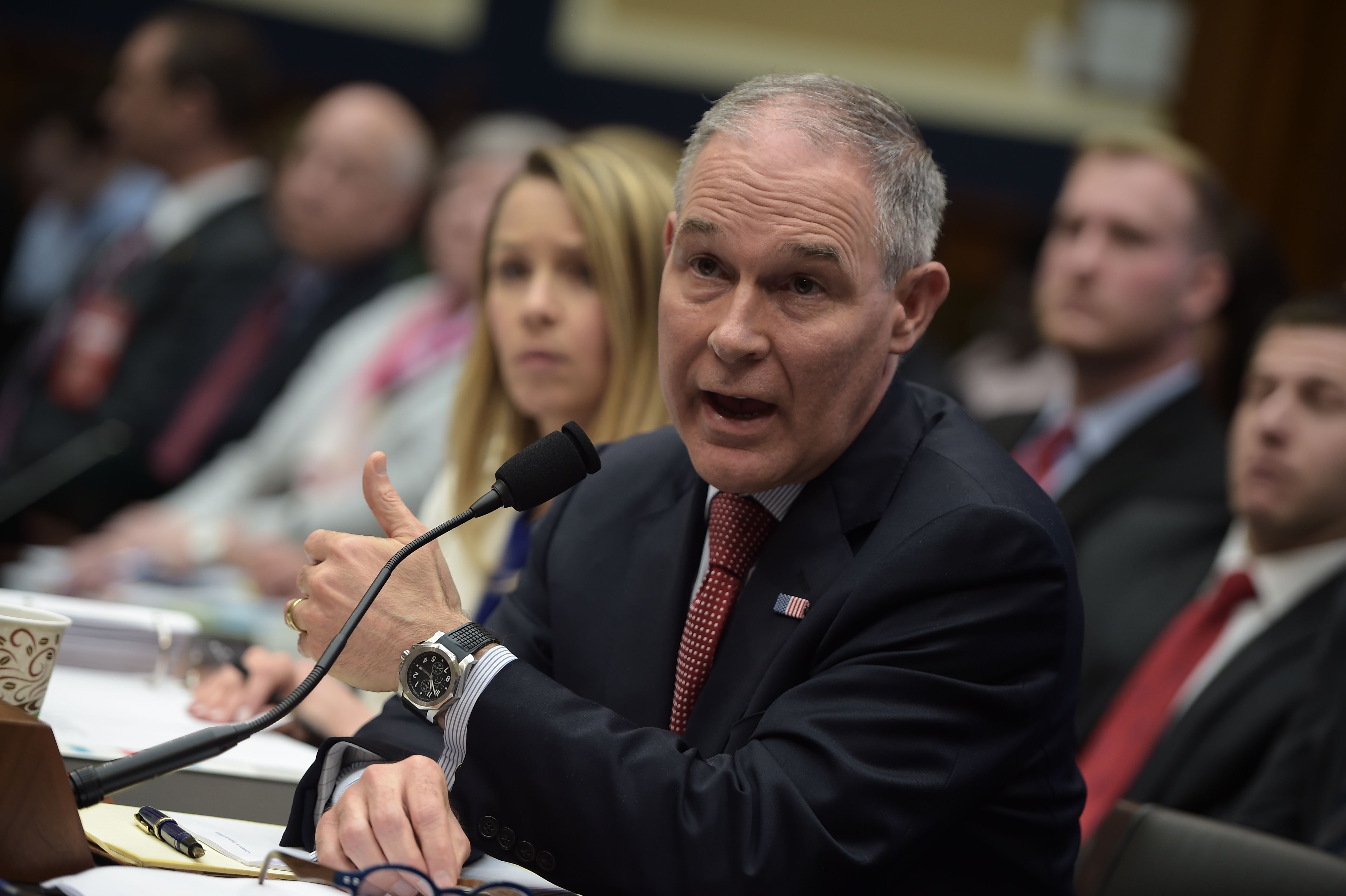 EPA chief Scott Pruitt testifies before the House Energy and Commerce Committee after ethics scandals April 26, 2018 on Capitol Hill. (Credit: BRENDAN SMIALOWSKI/AFP/Getty Images)