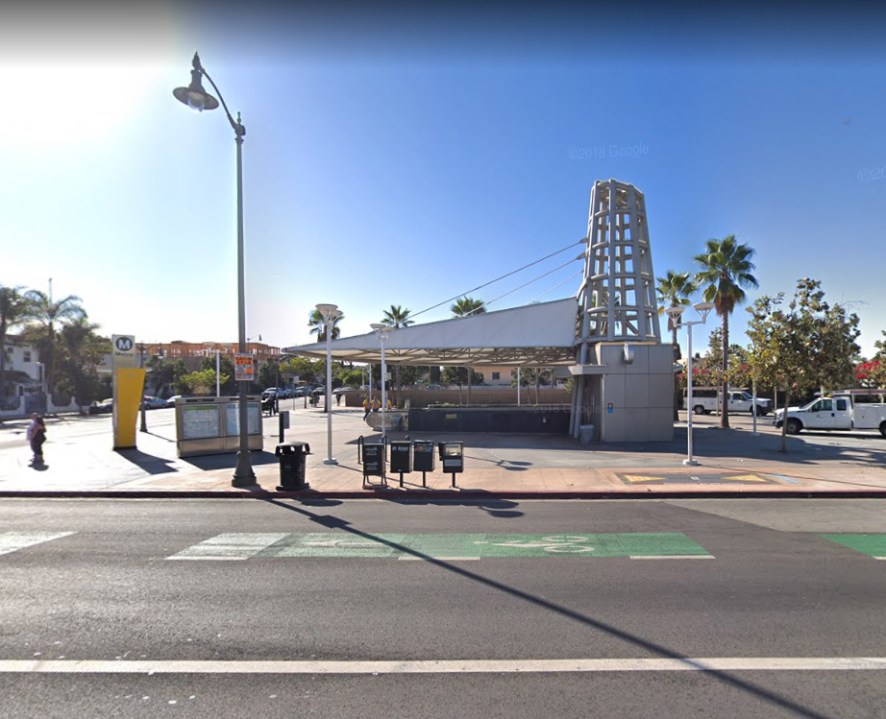 An image of 2230 E. 1st Street in Boyle Heights where a person was struck by Metro Gold Line train. (Credit: Google Maps)