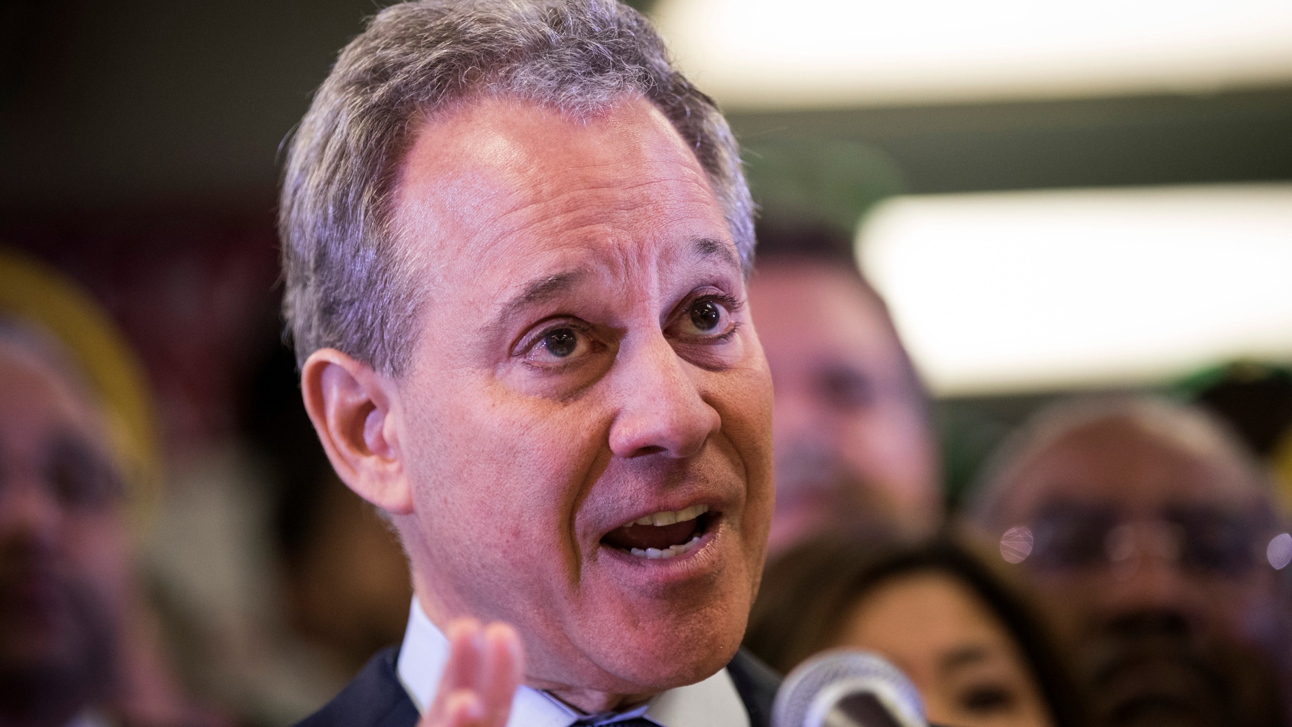 New York Attorney General Eric Schneiderman speaks at a press conference on April 3, 2018 in New York City. (Credit: Drew Angerer/Getty Images)