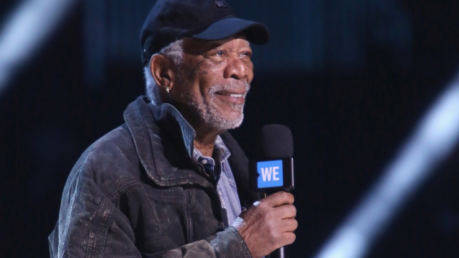 Morgan Freeman speaks onstage at WE Day California at The Forum on April 19, 2018 in Inglewood. (Credit: Jesse Grant/Getty Images for WE)