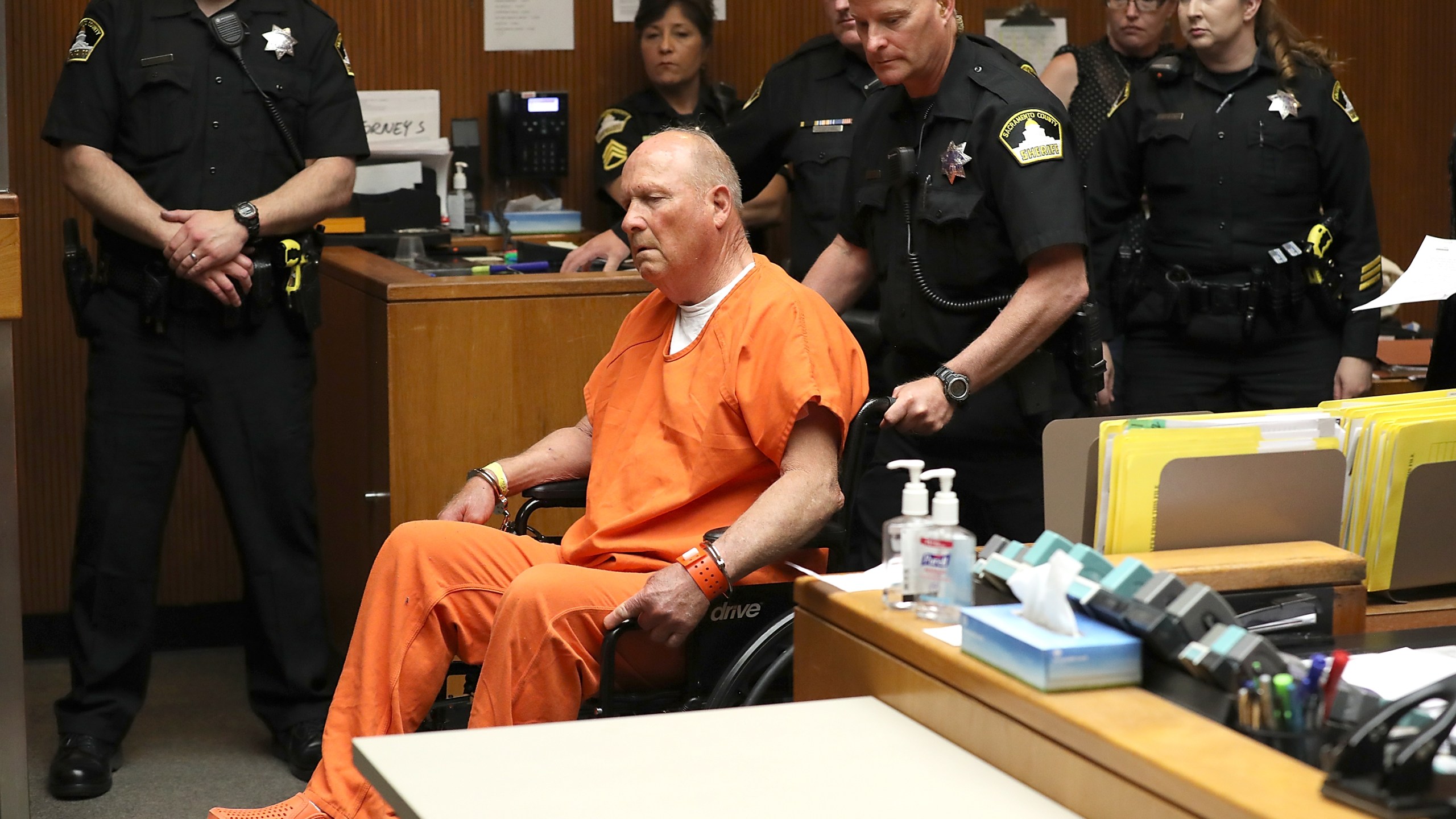 Joseph James DeAngelo, the suspected "Golden State Killer", appears in court for his arraignment on April 27, 2018 in Sacramento. (Credit: Justin Sullivan/Getty Images)