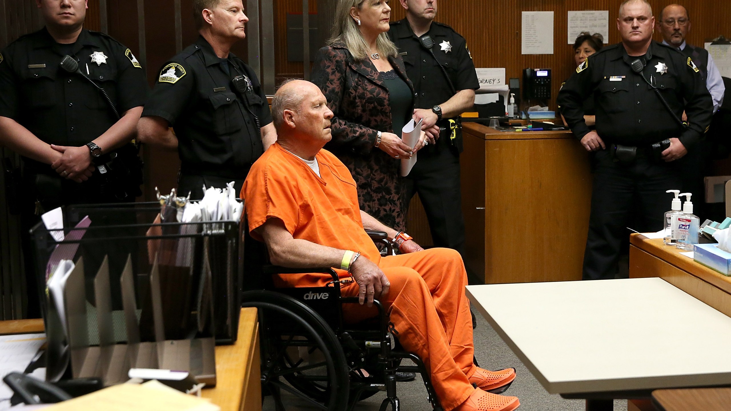 Joseph James DeAngelo, the suspected “Golden State Killer,” appears in court for his arraignment on April 27, 2018, in Sacramento. (Credit: Justin Sullivan/Getty Images)