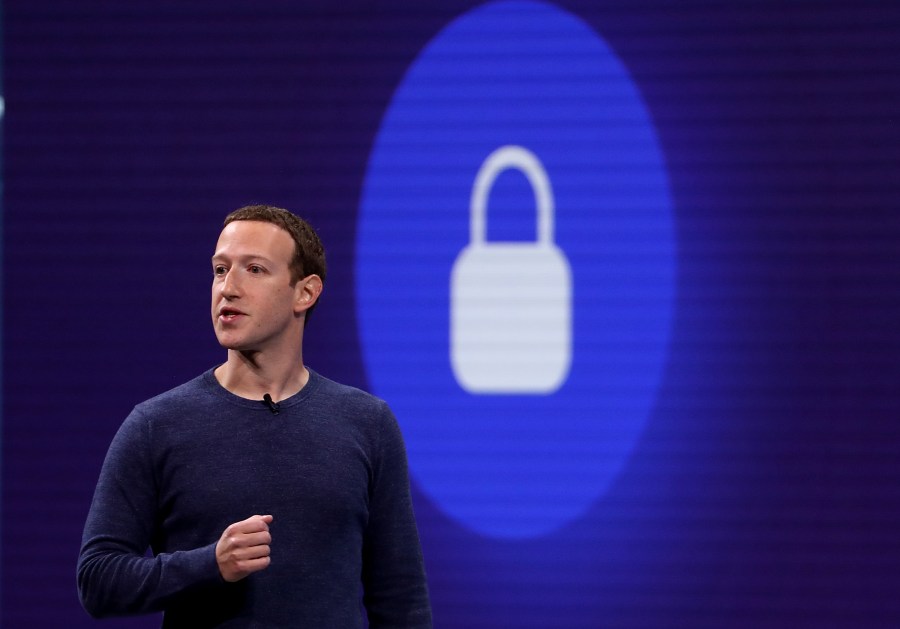 Facebook CEO Mark Zuckerberg speaks during the F8 Facebook Developers conference on May 1, 2018, in San Jose. (Credit: Justin Sullivan/Getty Images)