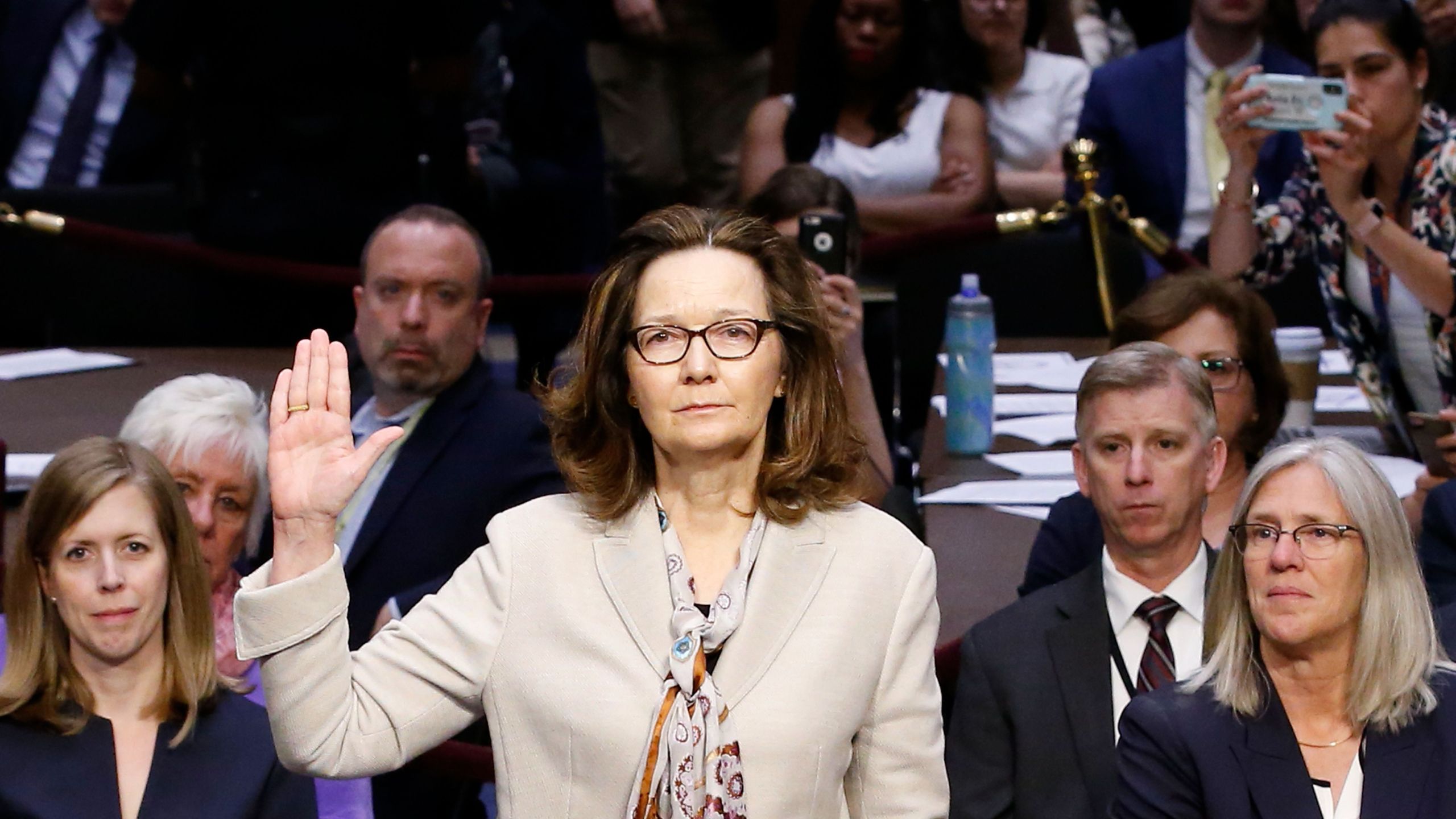 Gina Haspel is sworn-in before testifying to the Senate Intelligence Committee on her nomination to be the next CIA director in the Hart Senate Office Building on Capitol Hill on May 9, 2018. (Credit: Alex Brandon/AFP/Getty Images)