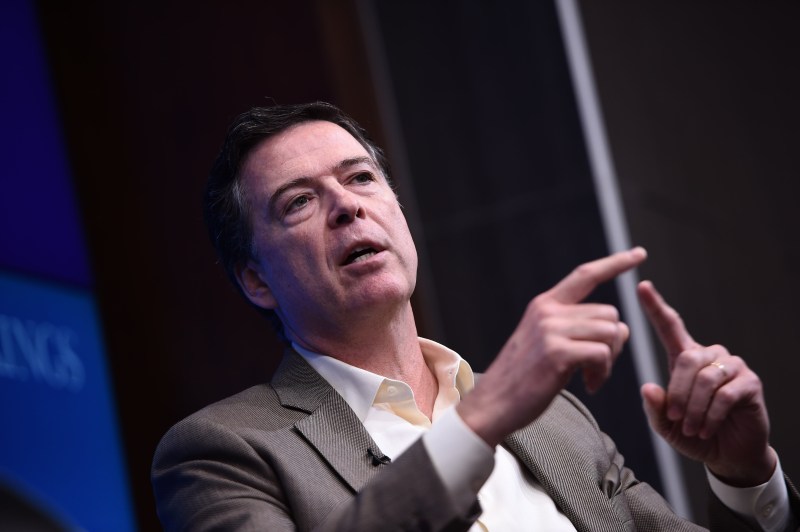 Former FBI Director James Comey speaks about his book "A Higher Loyalty" during a discussion at the Brookings Institution in Washington, D.C. on May 11, 2018. (Credit: Brendan Smialowski/AFP/Getty Images)