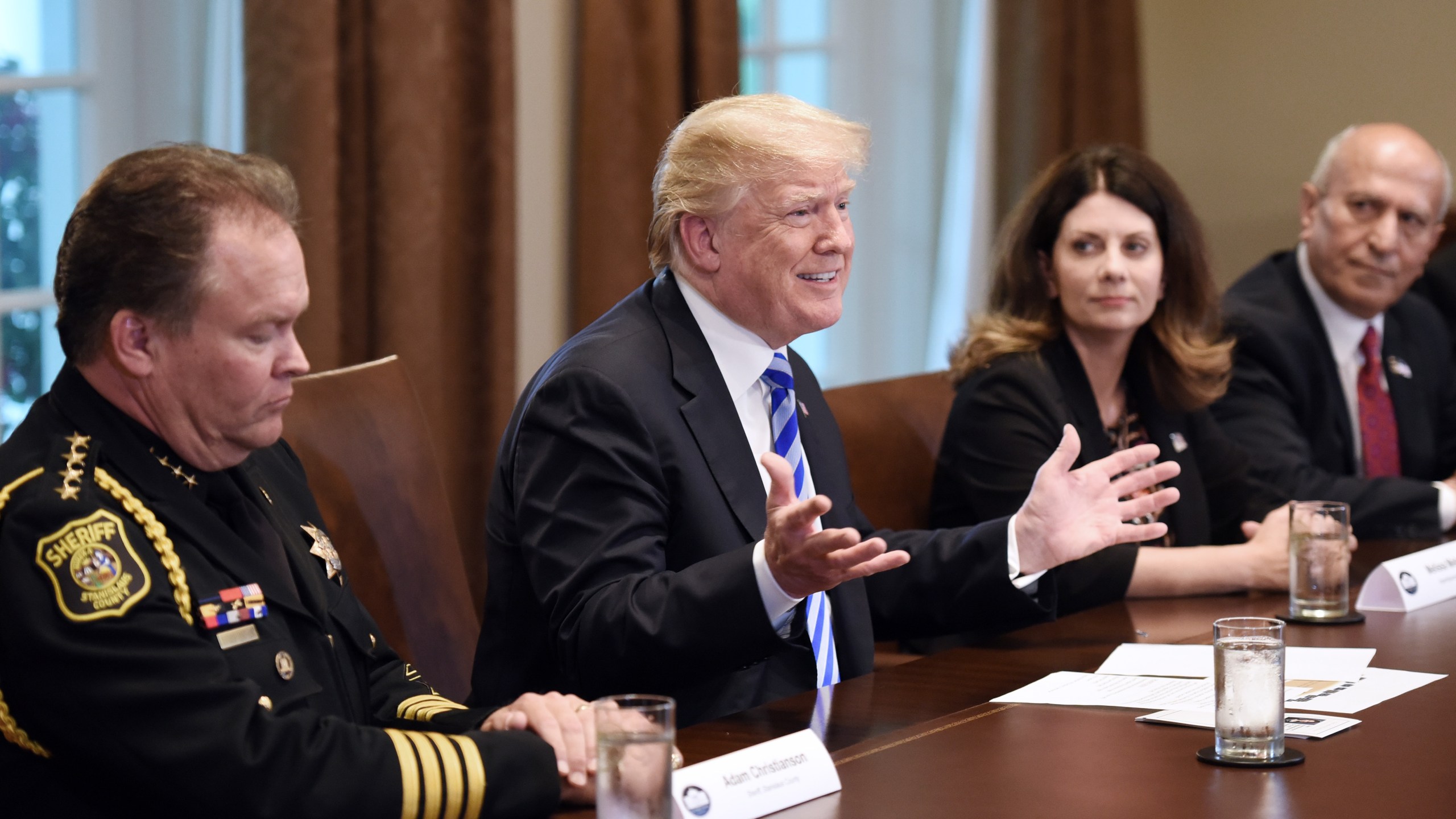 Donald Trump speaks during a meeting with California leaders and public officials who oppose California's "sanctuary" policies at the White House on May 16, 2018 in Washington, D.C. (Credit: Olivier Douliery-Pool/Getty Images)