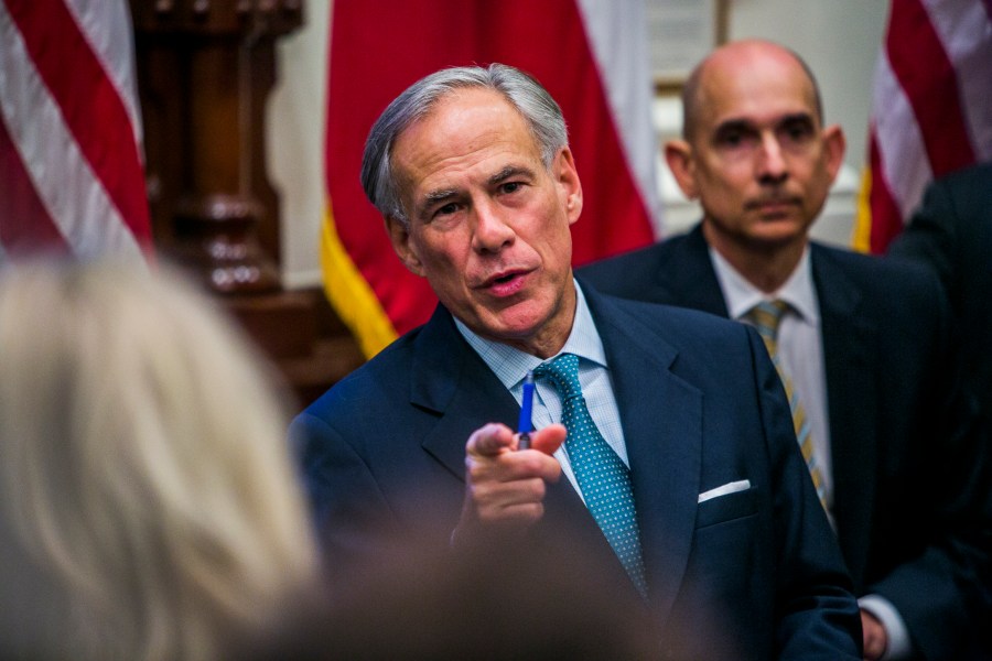 Texas Gov. Greg Abbott holds a roundtable discussion with victims, family, and friends affected by the Santa Fe, Texas school shooting at the state capital on May 24, 2018, in Austin, Texas. (Credit: Drew Anthony Smith/Getty Images)