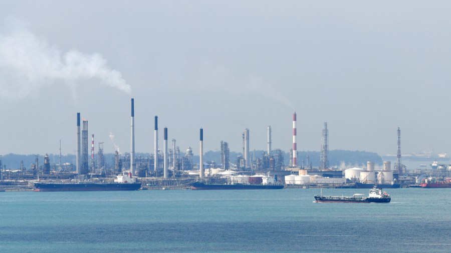 A general view shows the Shell petroleum refinery on Bukom island in Singapore on January 9, 2018. (Credit: ROSLAN RAHMAN/AFP/Getty Images)