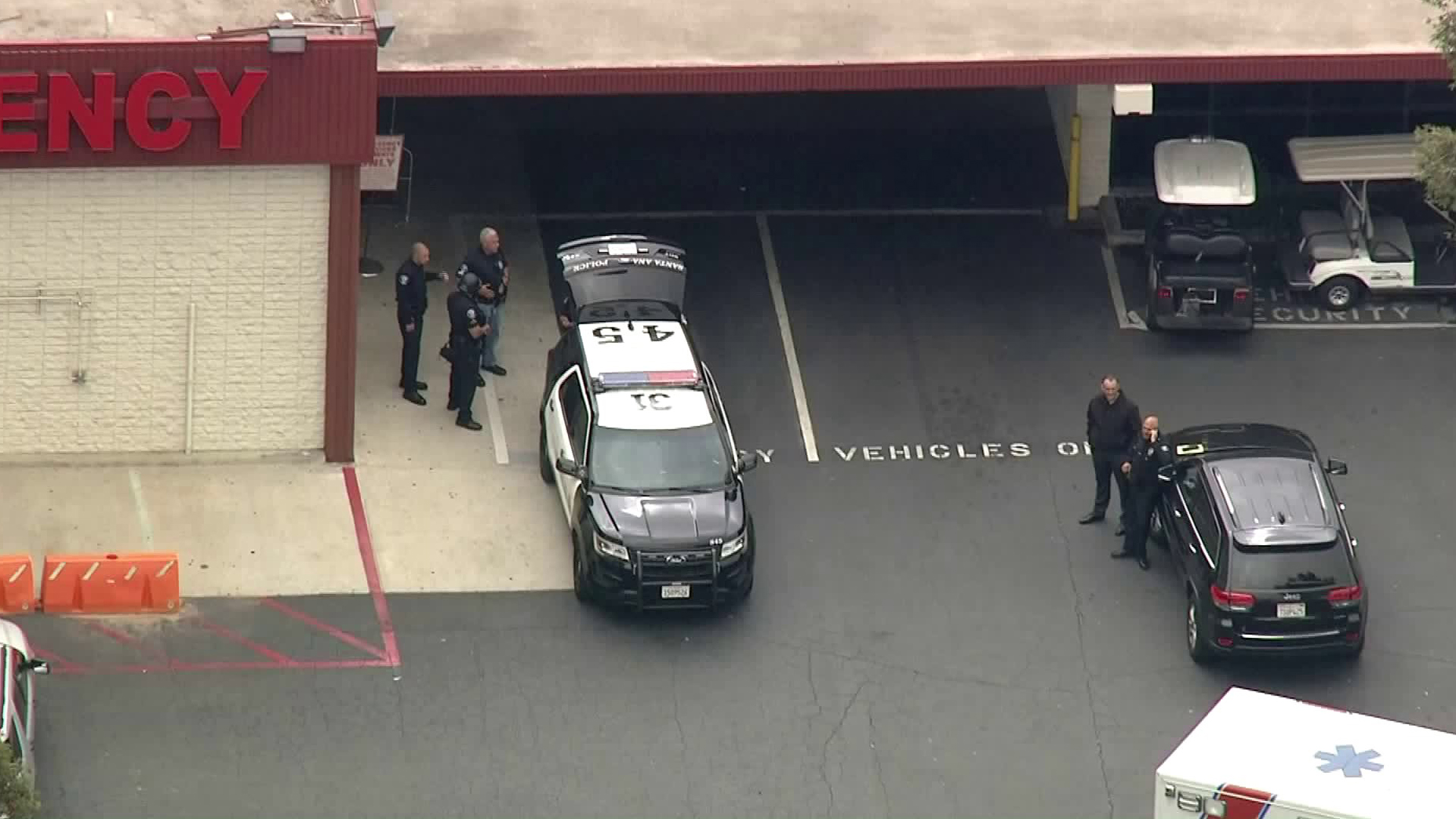 Officers responded to a call of a possibly armed man at Orange County Global Medical Center in Santa Ana on May 15, 2018. (Credit: KTLA)