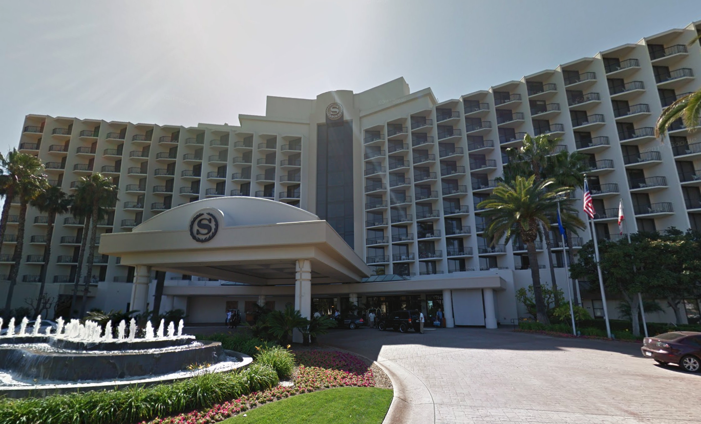 The Sheraton San Diego Hotel and Marina, where the California Republican Party convention was held in May 2018, is seen in a Google Maps Street View image from April 2011.