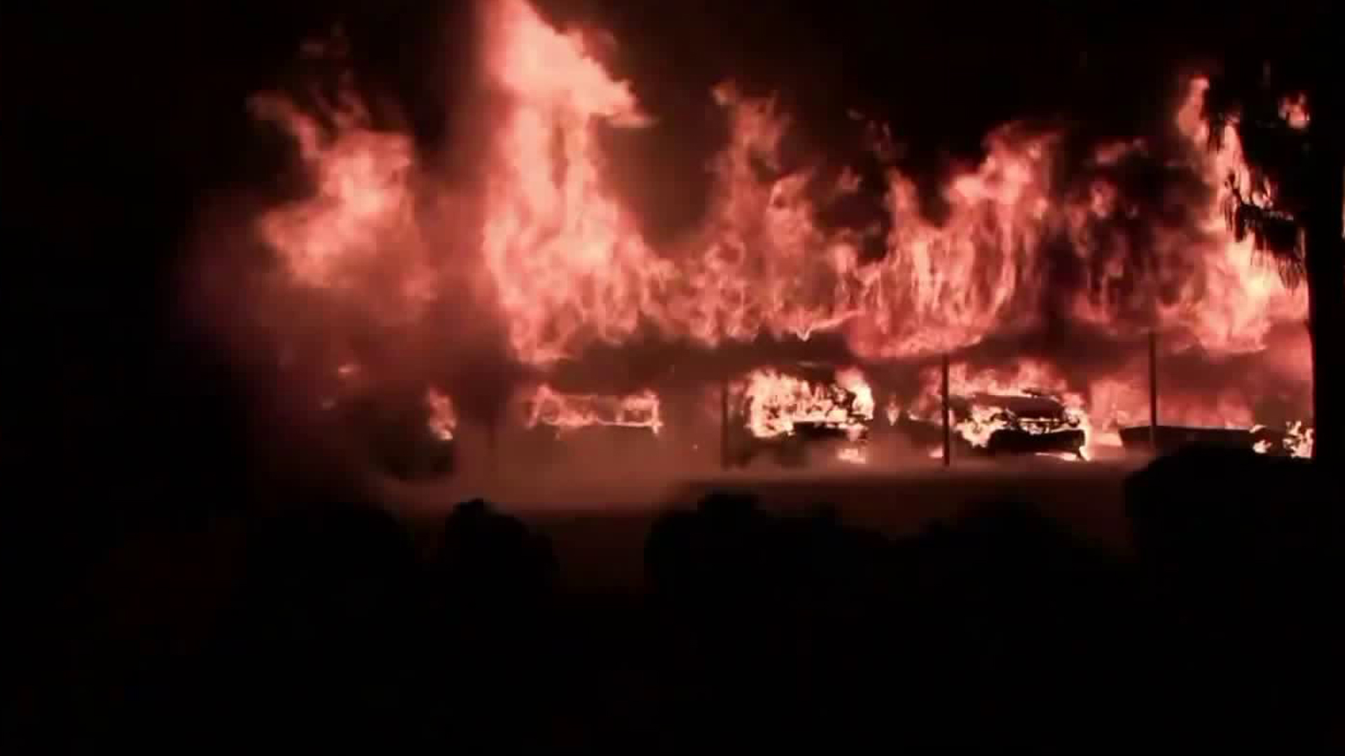 Vehicles burn in a massive carport fire in Hemet on June 15, 2018. (Credit: Hemet Valley Incidents)