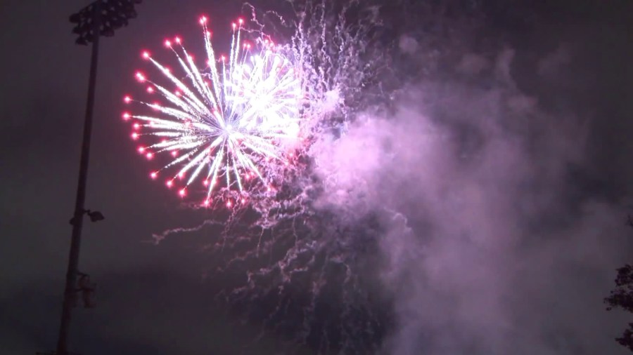 A fireworks show lights up the sky just days ahead of the Fourth of July at Santa Monica College on June 30, 2018.