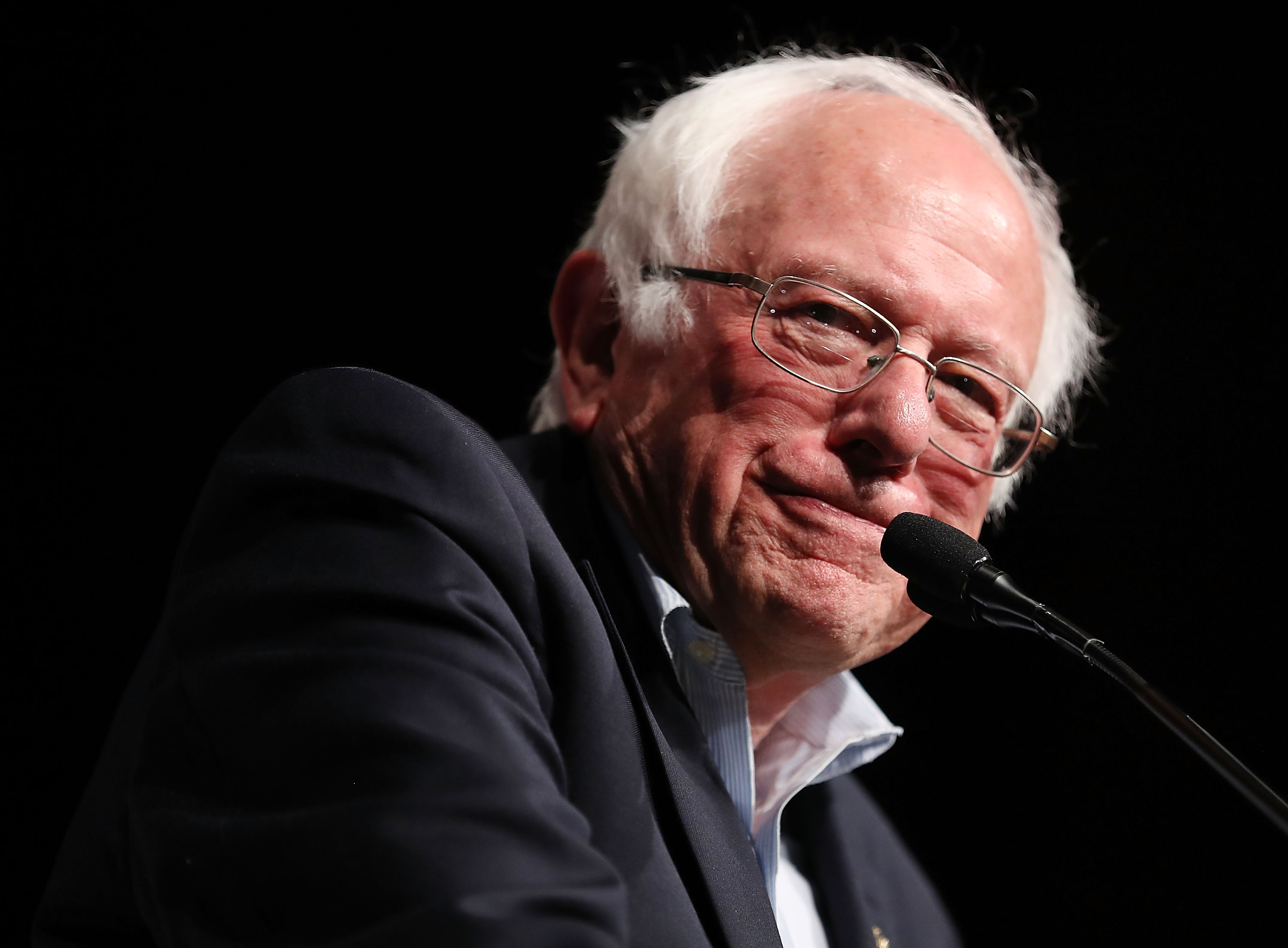 Sen. Bernie Sanders speaks during a "Come Together and Fight Back" tour in Miami, Florida, on April 19, 2017. (Credit: Joe Raedle / Getty Images)