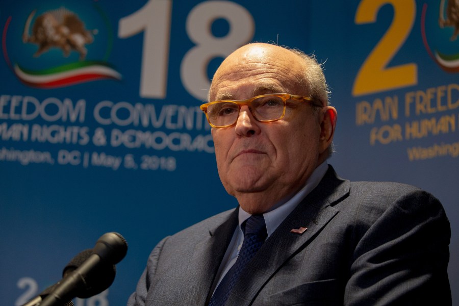 President Trump's newly appointed lawyer Rudy Giuliani speaks at a conference on Iran on May 5, 2018, in Washington, D.C. (Credit: Tasos Katopodis/Getty Images)