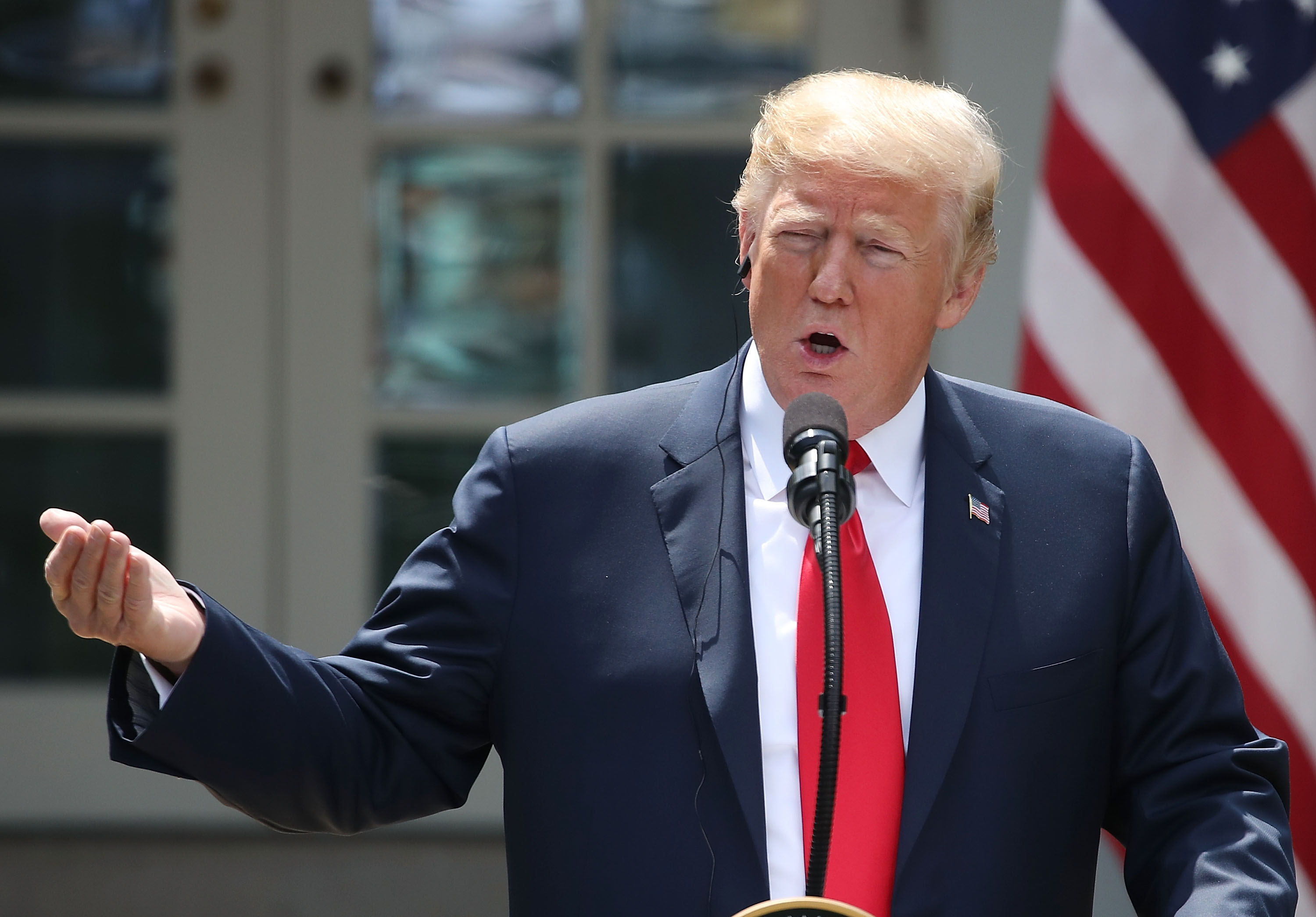 Donald Trump speaks during a news conference with Japanese Prime Minister Shinzo Abe in the Rose Garden at the White House on June 7, 2018. (Credit: Mark Wilson/Getty Images)