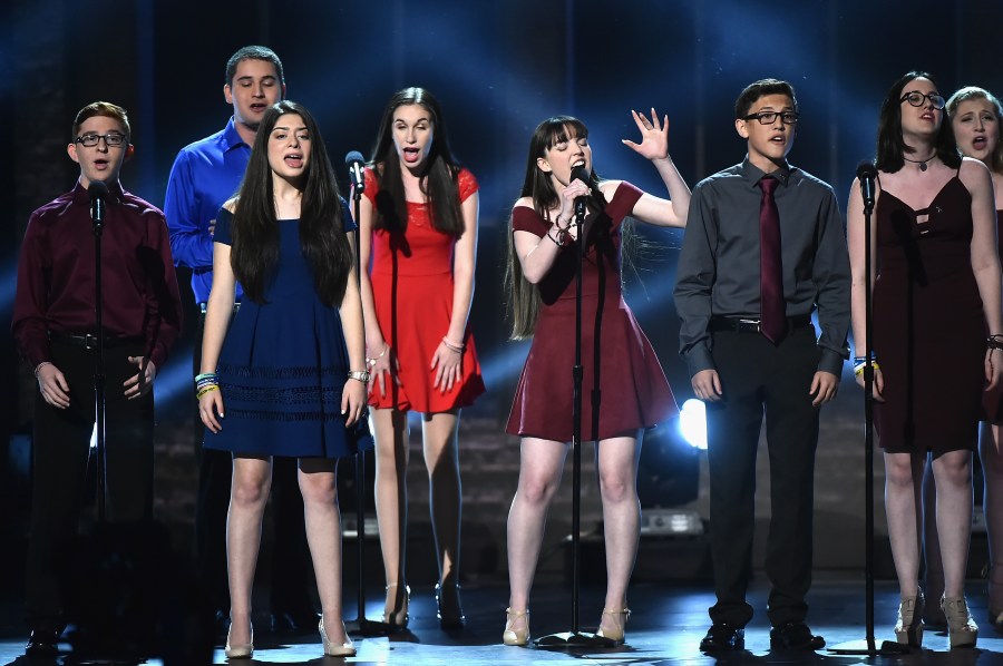 Marjory Stoneman Douglas High School drama students perform onstage during the 72nd Annual Tony Awards at Radio City Music Hall on June 10, 2018 in New York City. (Credit: Theo Wargo/Getty Images for Tony Awards Productions)