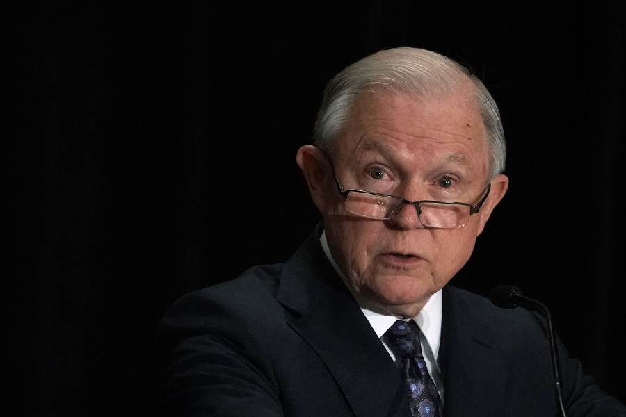 Attorney General Jeff Sessions delivers remarks at the Justice Department's Executive Officer for Immigration Review (EOIR) Annual Legal Training Program June 11, 2018 at the Sheraton Tysons Hotel in Tysons, Virginia. (Credit: Alex Wong/Getty Images)