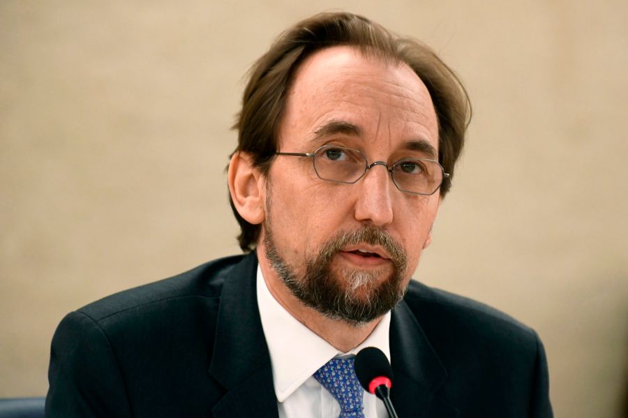 United Nations High Commissioner for Human Rights Zeid Ra'ad Al Hussein speaks during the opening of the 38th session of the UN Human Rights Council on June 18, 2018 in Geneva. (Credit: ALAIN GROSCLAUDE / AFP/Getty Images)