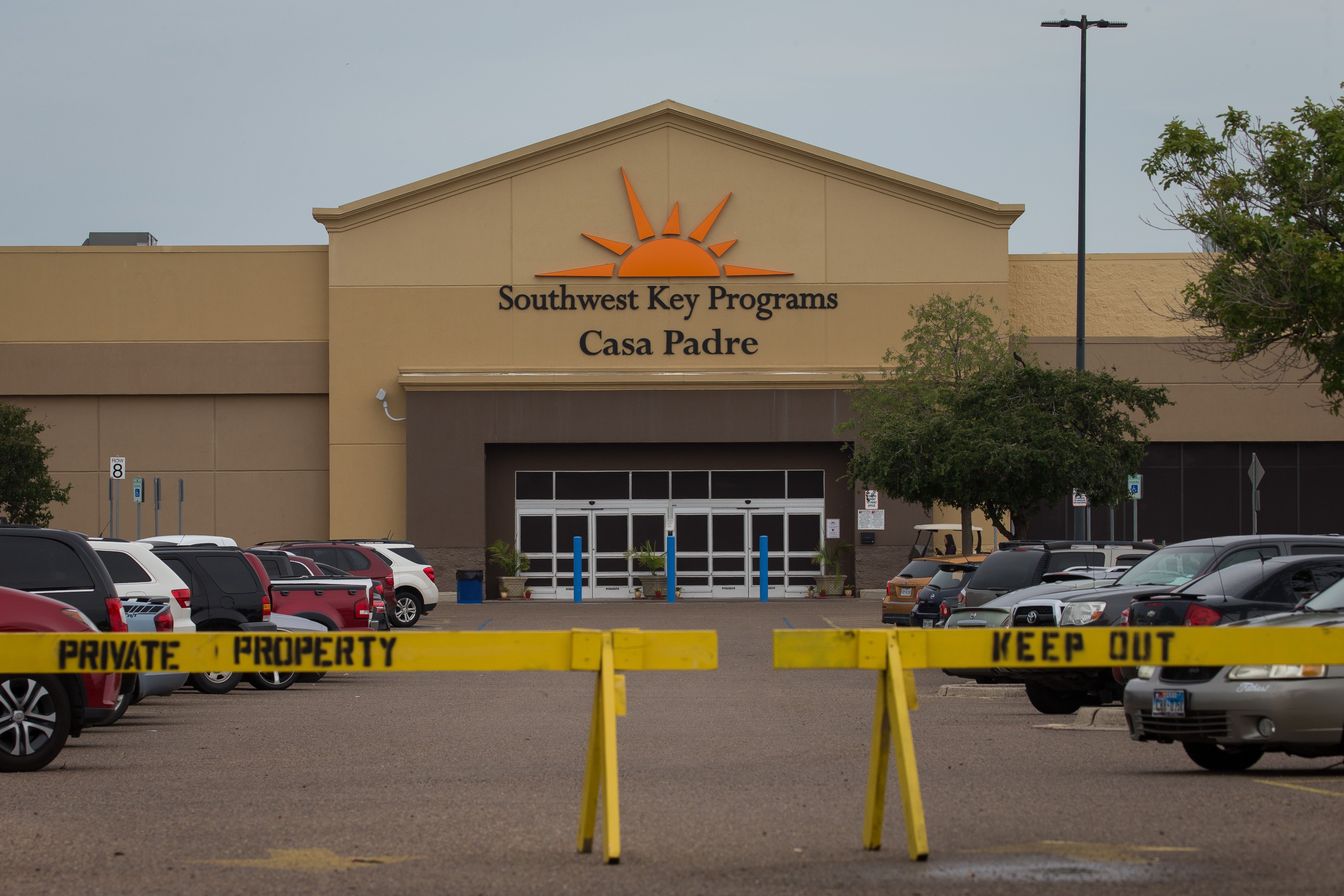 A former Walmart Supercenter now being used as a migrant children's shelter is pictured on June 18, 2018, in Brownsville, Texas. (Credit: Loren Elliott/AFP/Getty Images)