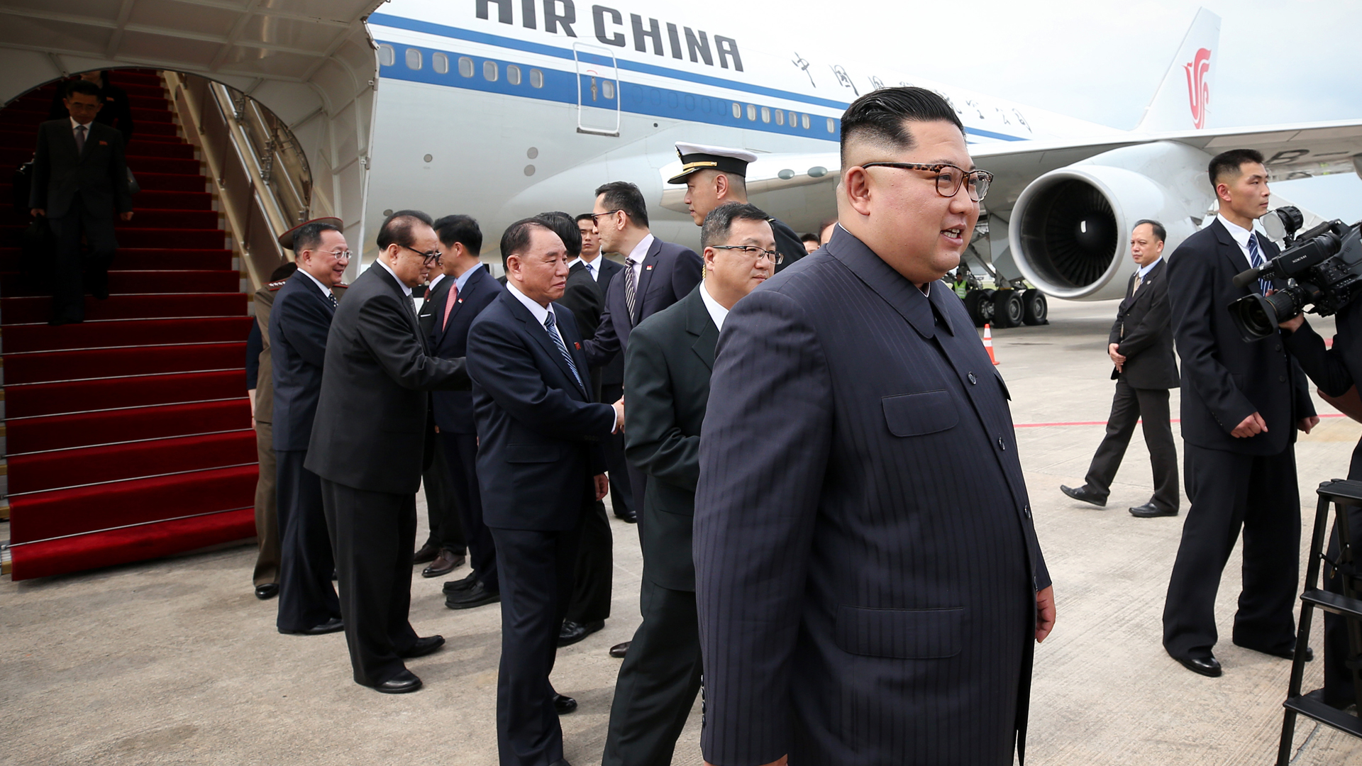 North Korean leader Kim Jong Un arrives at Changi Airport in Singapore on June 10, 2018. (Credit: Terence Tan for Ministry of Communications and Information Singapore / via Getty Images)