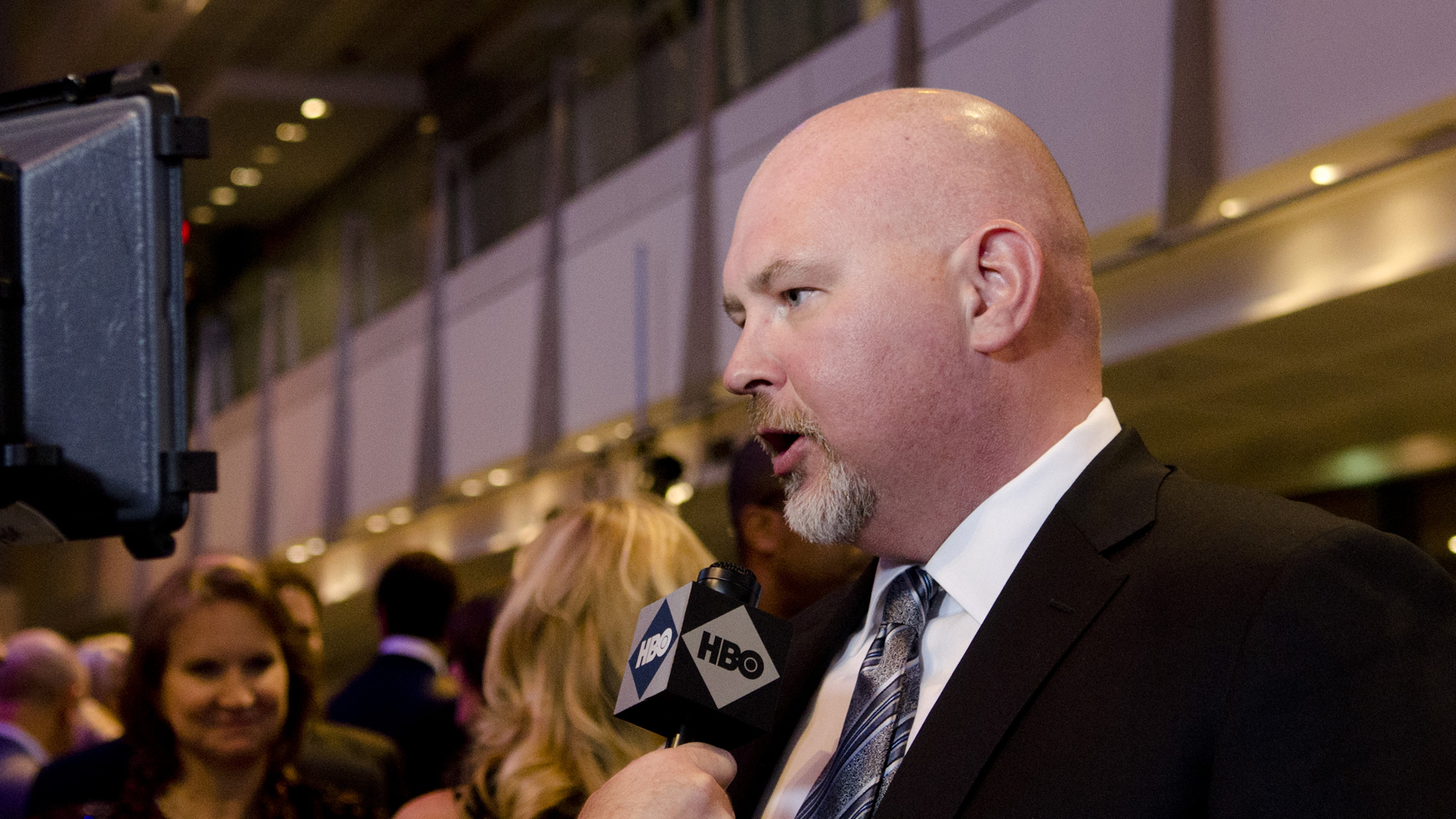 Steve Schmidt speaks with a reporter during the "Game Change" premiere at The Newseum on March 8, 2012 in Washington, DC. (Credit: Kris Connor/Getty Images)