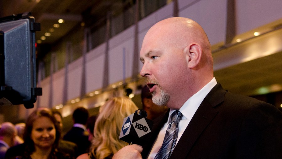 Steve Schmidt speaks with a reporter during the "Game Change" premiere at The Newseum on March 8, 2012 in Washington, DC. (Credit: Kris Connor/Getty Images)