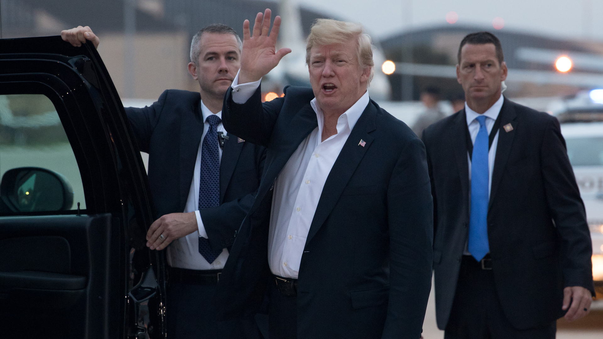 Donald Trump gets into his SUV after disembarking from Air Force One upon arrival at Joint Base Andrews in Maryland on June 13, 2018. (Credit: Saul Loeb/AFP/Getty Images)