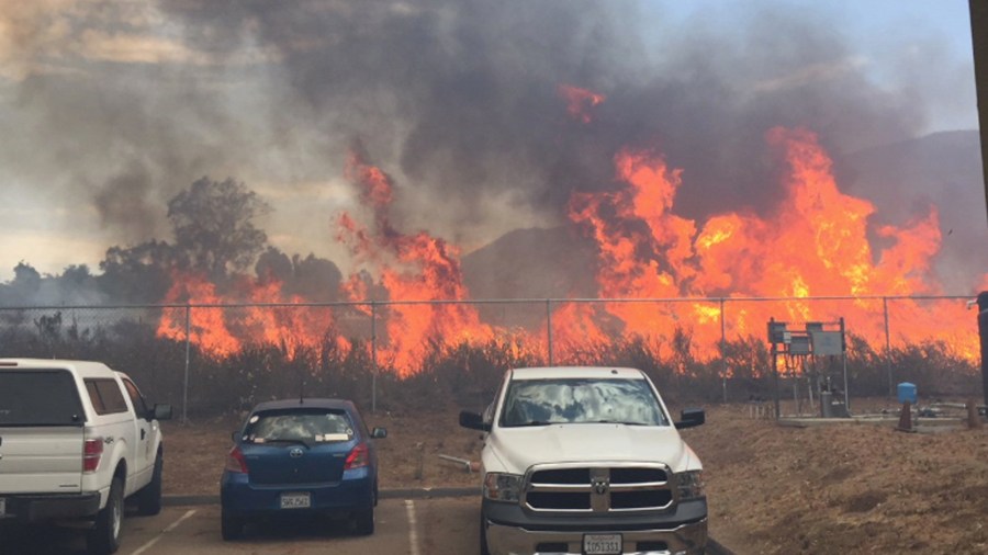 A raging fire destroyed homes and other structures in Alpine amid extreme heat on July 6, 2018. (Credit: Cal Fire)