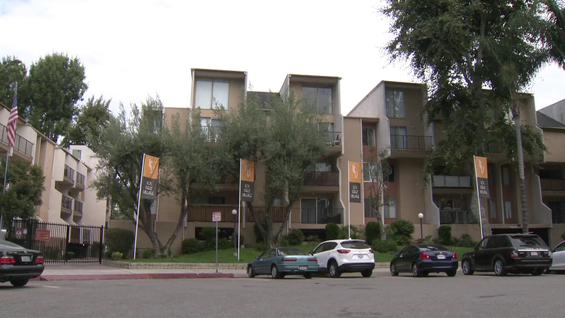 A woman was found stabbed to death on Tuesday morning at a unit in the Atwater Village Apartments. (Credit: KTLA)