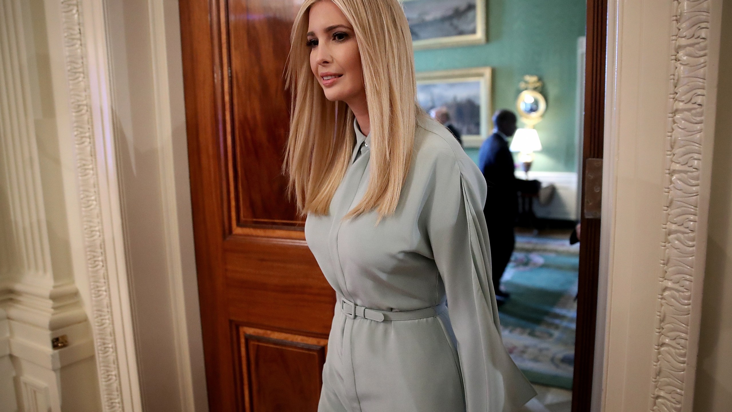 Ivanka Trump arrives at an event where U.S. President Donald Trump signed an executive order establishing a National Council for the American Worker and requested leaders of the private sector. (Credit: Win McNamee/Getty Images)