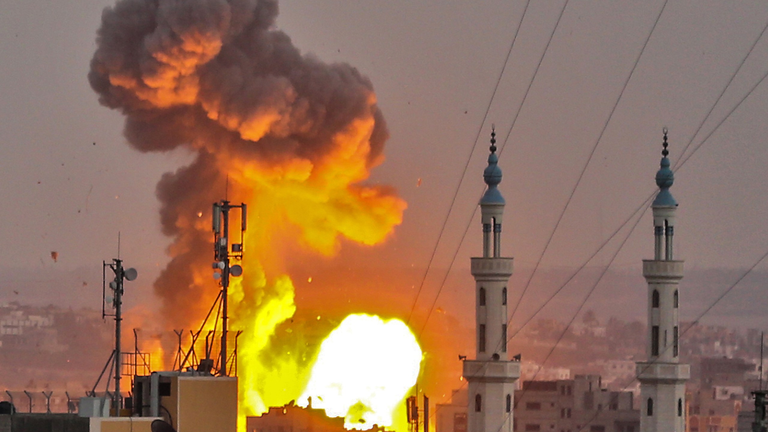 A photo taken on July 20, 2018 shows a fireball exploding in Gaza City during Israeli bombardment. (Credit: Bashar Taleb/AFP/Getty Images)