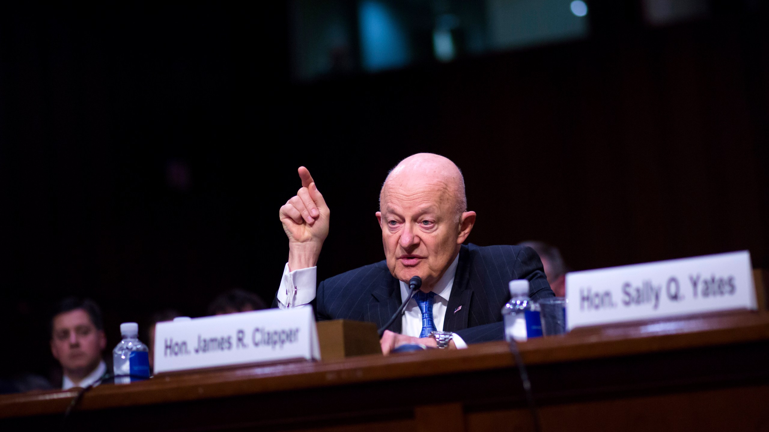 Former Director of National Intelligence James Clapper testifies before the Senate Judiciary Committee's Subcommittee on Crime and Terrorism on May 8, 2017. (Credit: Eric Thayer/Getty Images)