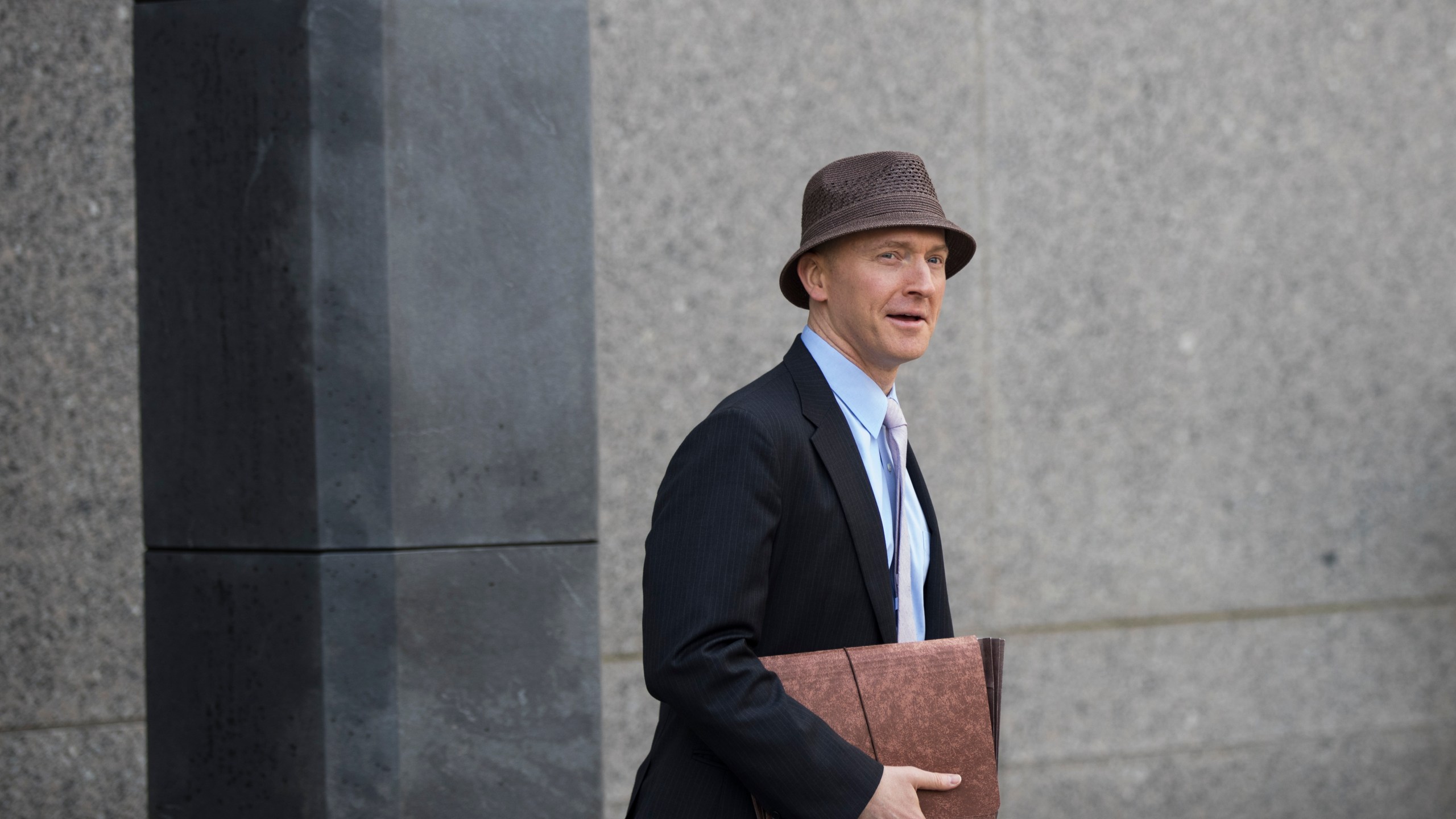 Carter Page arrives at the courthouse on the same day as a hearing regarding Michael Cohen, longtime personal lawyer and confidante for President Donald Trump, at the United States District Court Southern District of New York, April 16, 2018 in New York City. (Credit: Drew Angerer/Getty Images)